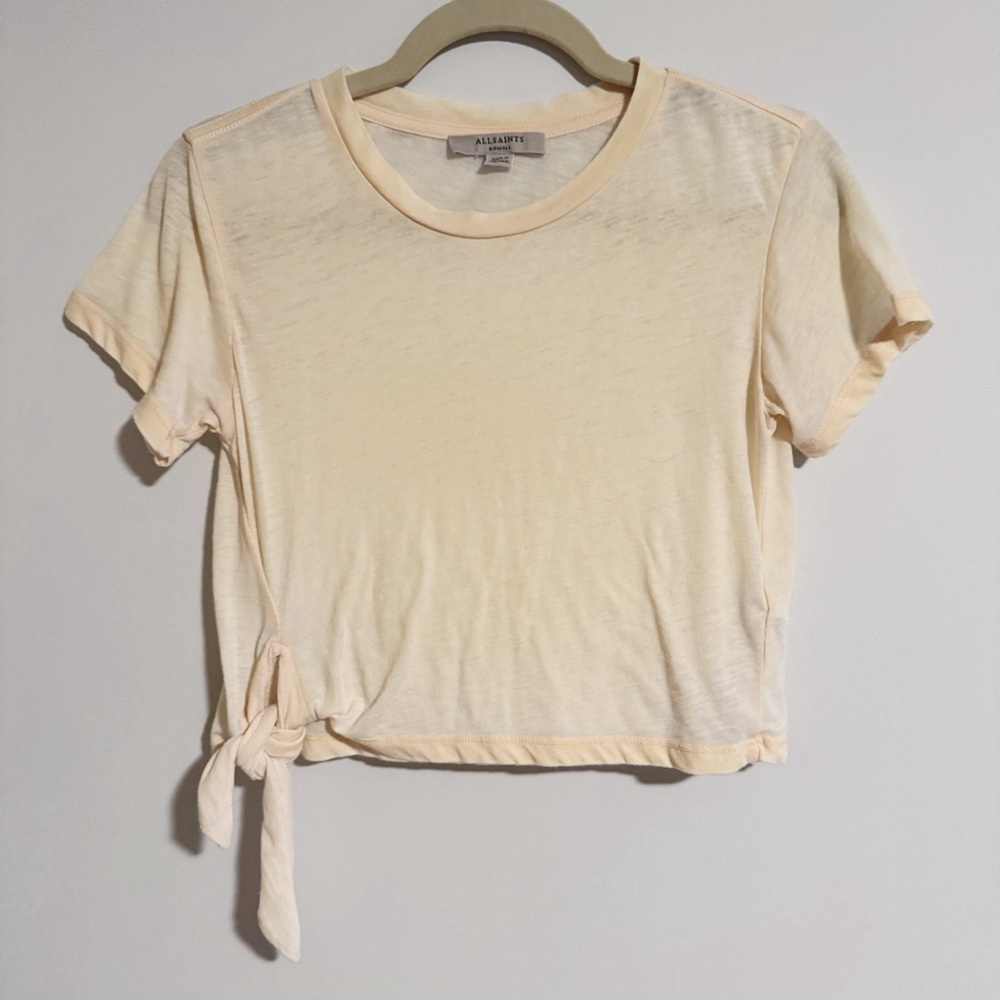 All Saints - Light Yellow Acid Wash Tee